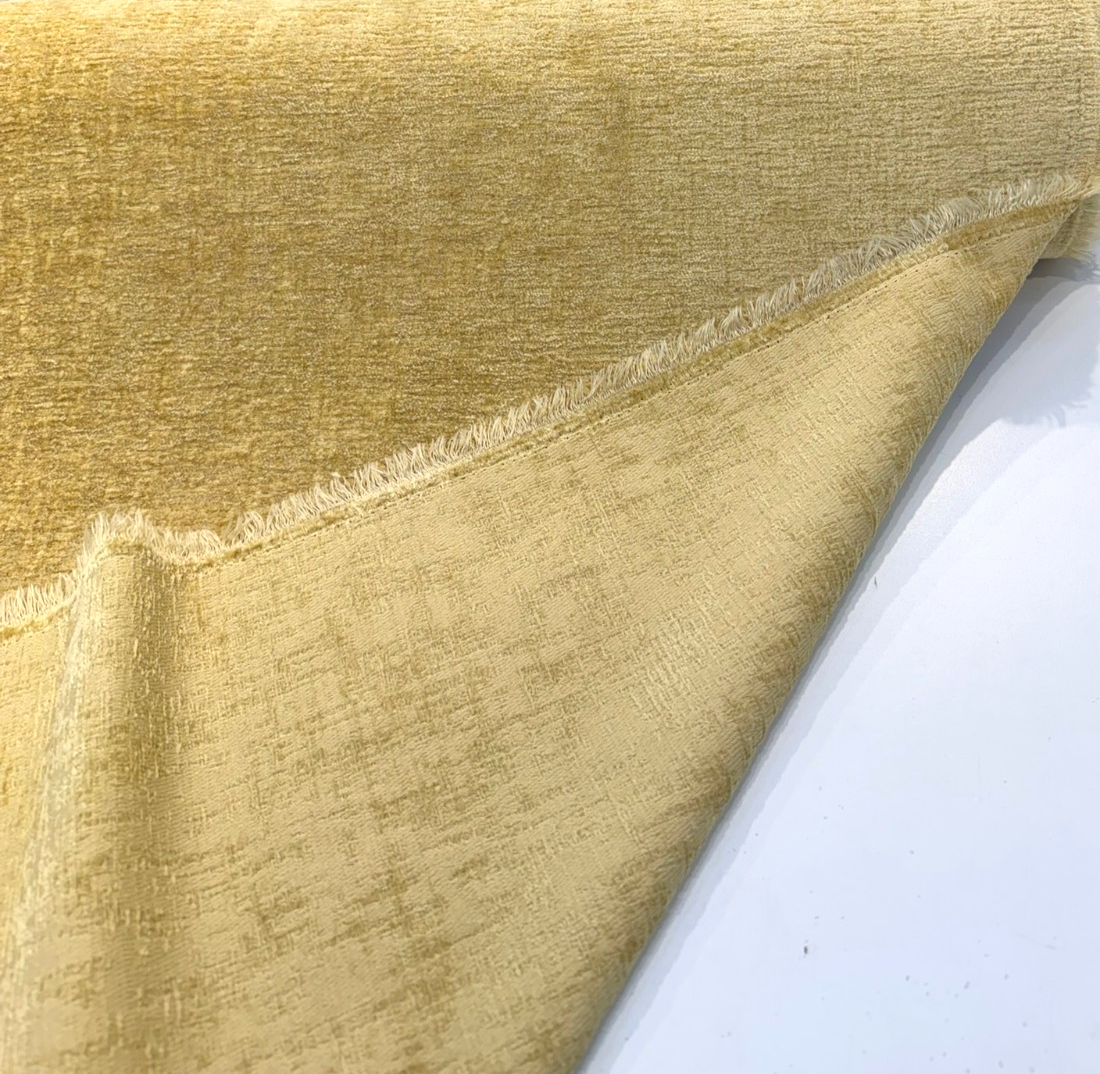 Lushscape Soft Chenille Upholstery Fabric - Gold, Solid With Texture, 55" Width (1 Yard)