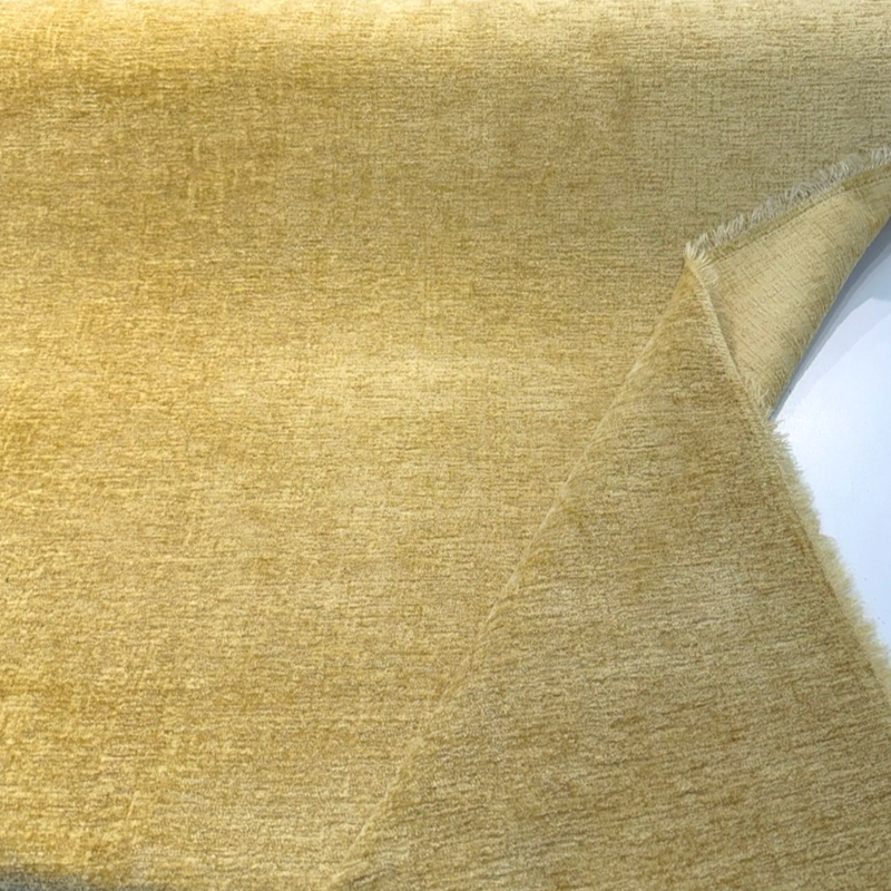 Lushscape Soft Chenille Upholstery Fabric - Gold, Solid With Texture, 55" Width (1 Yard)