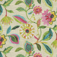 Light Of Day Apple Blossom Printed Linen Blend Fabric - Jacobean Floral And Vine, Rose, Golden Yellow, Fern Green, Spa Blue, 54" Width (1 Yard)