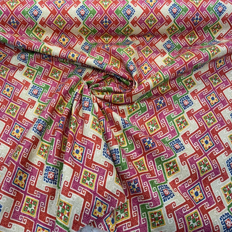 Kaumari Path Tamale Printed Cotton Fabric - Diamond Pattern, Tamale, 54" Width (1 Yard)