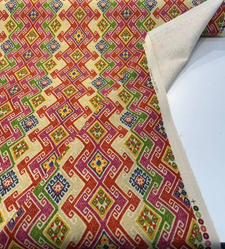 Kaumari Path Tamale Printed Cotton Fabric - Diamond Pattern, Tamale, 54" Width (1 Yard)