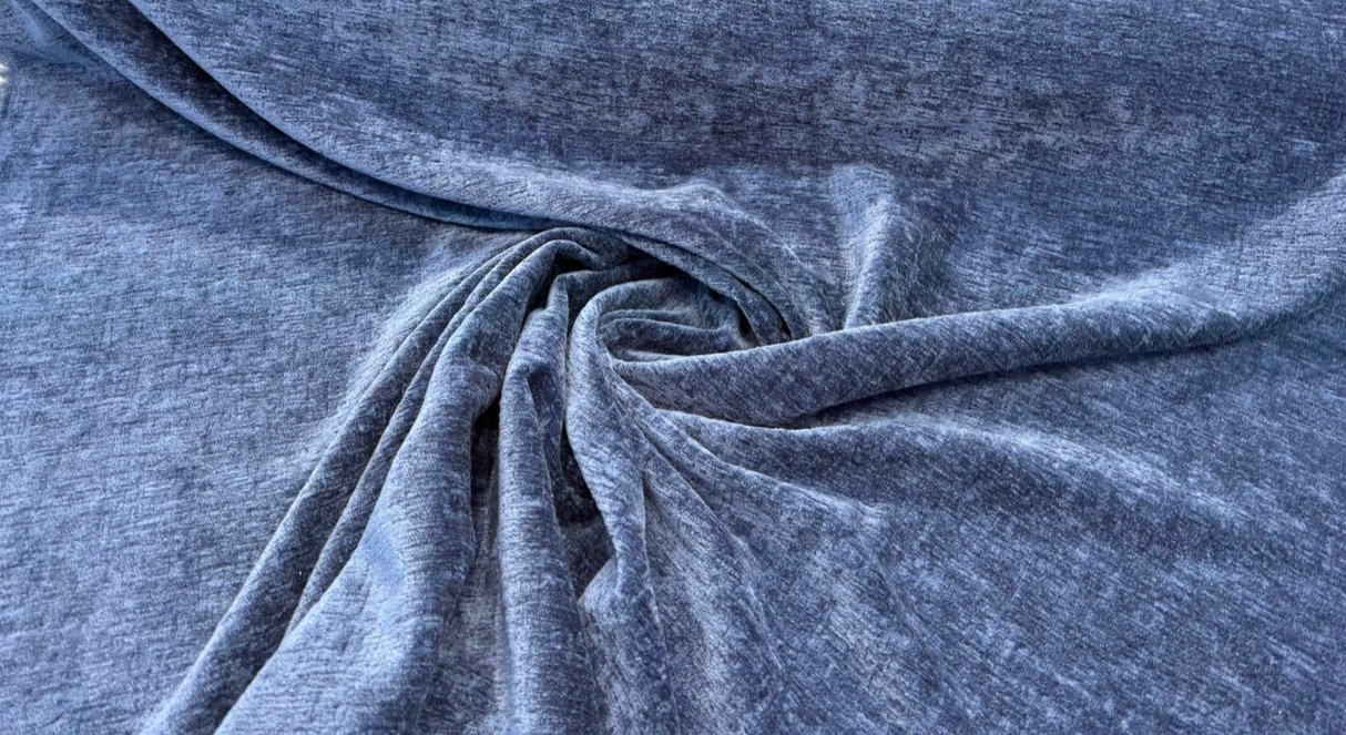 Lushscape Chenille Fabric - Navy Blue, Solid, 55" Width (1 Yard)