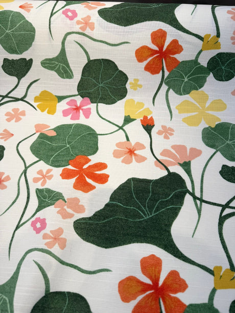 Nasturtiums Nectar Cotton Fabric - Floral, Nectar, 54" Width (1 Yard)