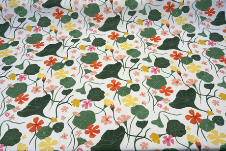Nasturtiums Nectar Cotton Fabric - Floral, Nectar, 54" Width (1 Yard)