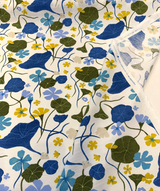 Nasturtiums Blueberry Cotton Fabric - Botanical Floral Print, Eggshell Background, 54" Width (1 Yard)