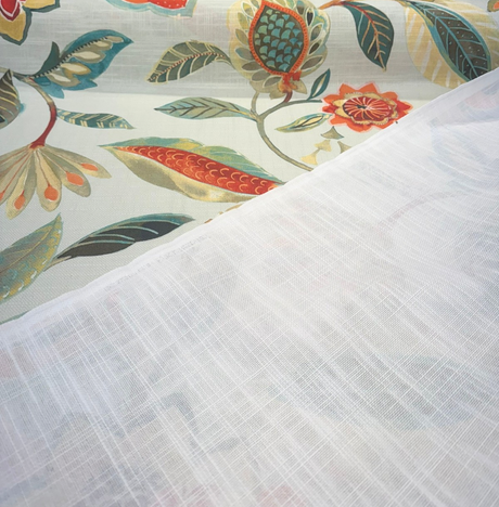 Light Of Day Melba Linen Blend Fabric - Floral Jacobean Print, Misty Green Background, 54" Width (1 Yard)