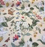 Williamsburg Garden Images Creme Floral Cotton Fabric - Creme Floral, 54" Width, 25.25" Vertical Repeat, 27" Horizontal Repeat (1 Yard)