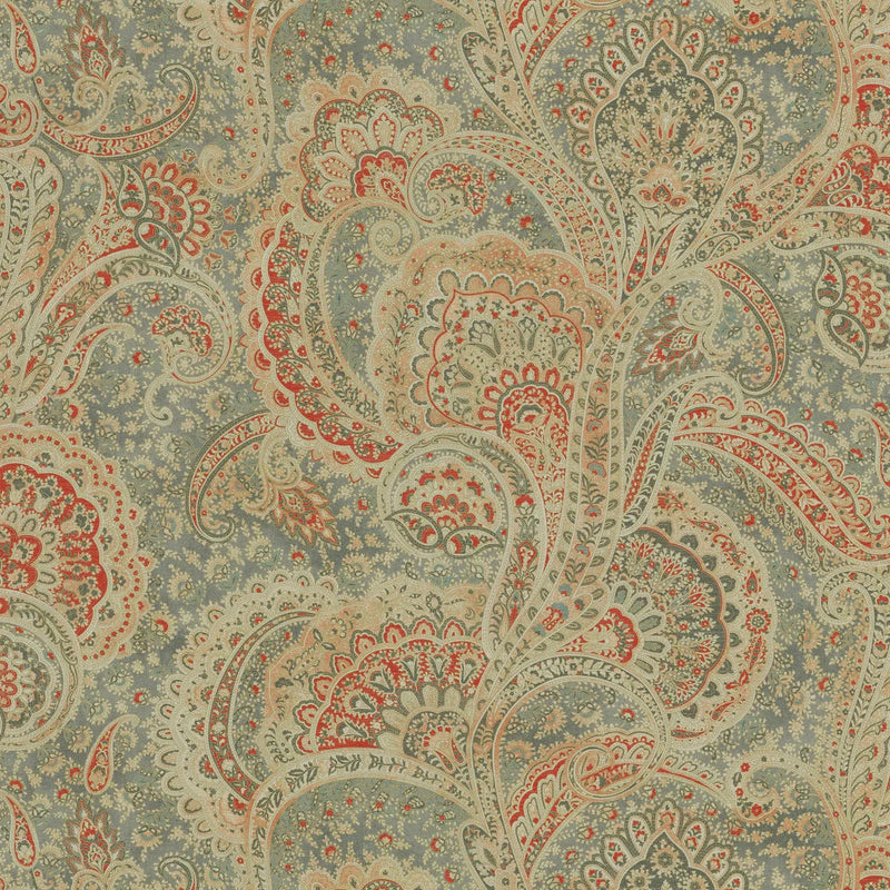 Sultans Paisley Ember 100% Cotton Fabric - Orange Paisley, 54" Width (1 Yard)