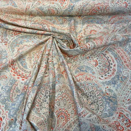 Sultans Paisley Ember 100% Cotton Fabric - Orange Paisley, 54" Width (1 Yard)