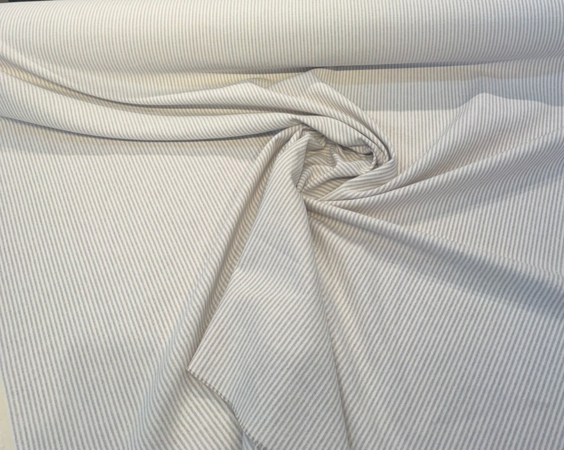 Cullen Ticking Stripe Thistle Lavender Linen Cotton Fabric - Thistle Lavender Ticking Stripe, 54" Width (1 Yard)