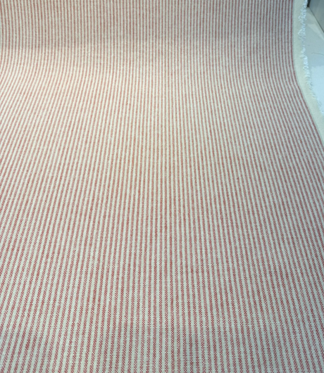 Cullen Ticking Stripe Bayberry Red Linen Cotton Blend Fabric - Ticking Stripe, 54" Width (1 Yard)