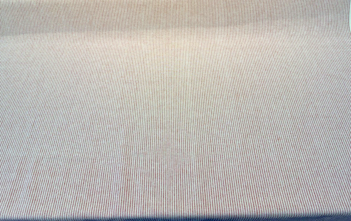 Cullen Ticking Stripe Bayberry Red Linen Cotton Blend Fabric - Ticking Stripe, 54" Width (1 Yard)