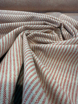 Cullen Ticking Stripe Bayberry Red Linen Cotton Blend Fabric - Ticking Stripe, 54" Width (1 Yard)
