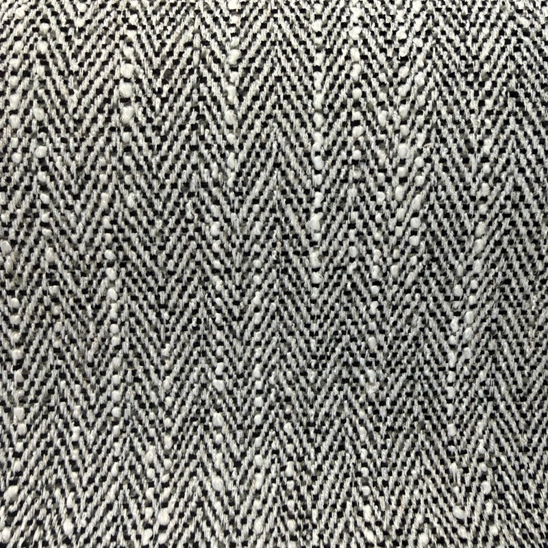 Barrington Domino PK Chenille Upholstery Fabric - Black/Ivory Herringbone, 57" Width (1 Yard)