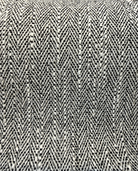 Barrington Domino PK Chenille Upholstery Fabric - Black/Ivory Herringbone, 57" Width (1 Yard)