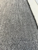 Barrington Domino PK Chenille Upholstery Fabric - Black/Ivory Herringbone, 57" Width (1 Yard)