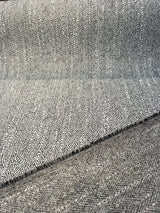 Barrington Domino PK Chenille Upholstery Fabric - Black/Ivory Herringbone, 57" Width (1 Yard)