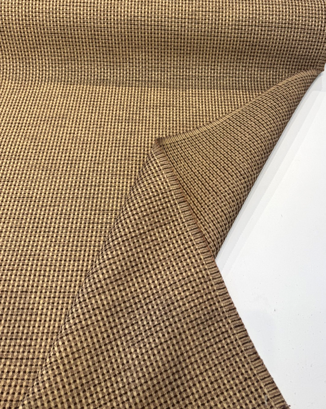 Sunbrella Outdoor Sling Dublin Oak PVC Coated Polyester Fabric - Textured Oak And Brown Woven Grid, 54" Width (1 Yard)