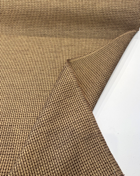 Sunbrella Outdoor Sling Dublin Oak PVC Coated Polyester Fabric - Textured Oak And Brown Woven Grid, 54" Width (1 Yard)