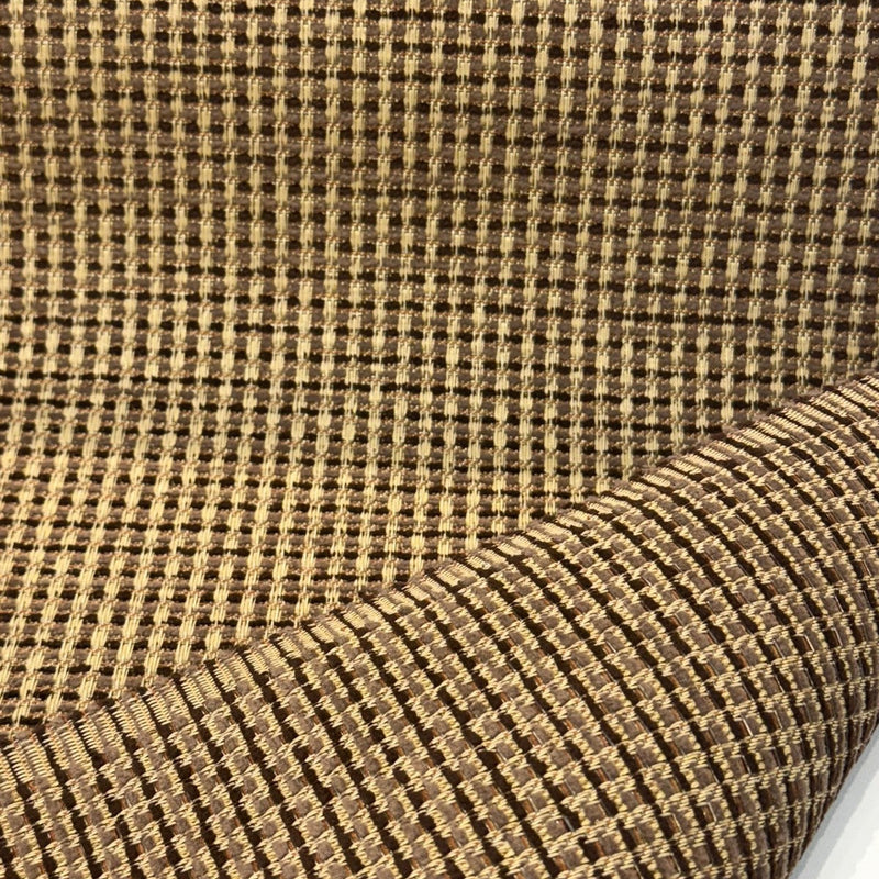 Sunbrella Outdoor Sling Dublin Oak PVC Coated Polyester Fabric - Textured Oak And Brown Woven Grid, 54" Width (1 Yard)