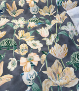 Enchanted Garden Cloud Cotton Fabric - Cloud Charcoal Gray Floral Bird Butterfly Turtle Print, 54" Width (1 Yard)