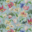 Enchanted Garden Cotton Fabric - Robin's Egg Blue Floral Bird, 54" Width (1 Yard)