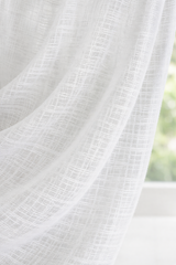 Aloha Sheer White Polyester Fabric - Textured Sheer Weave, White, 110" Wide (By The Yard)