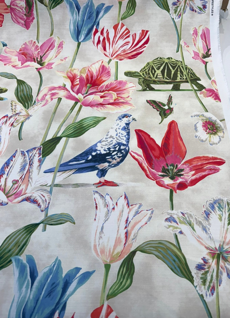 Enchanted Garden Primavera Cotton Fabric - Primavera Floral Bird Print, 54" Width (1 Yard)