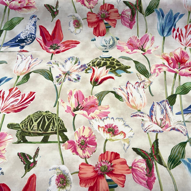 Enchanted Garden Primavera Cotton Fabric - Primavera Floral Bird Print, 54" Width (1 Yard)