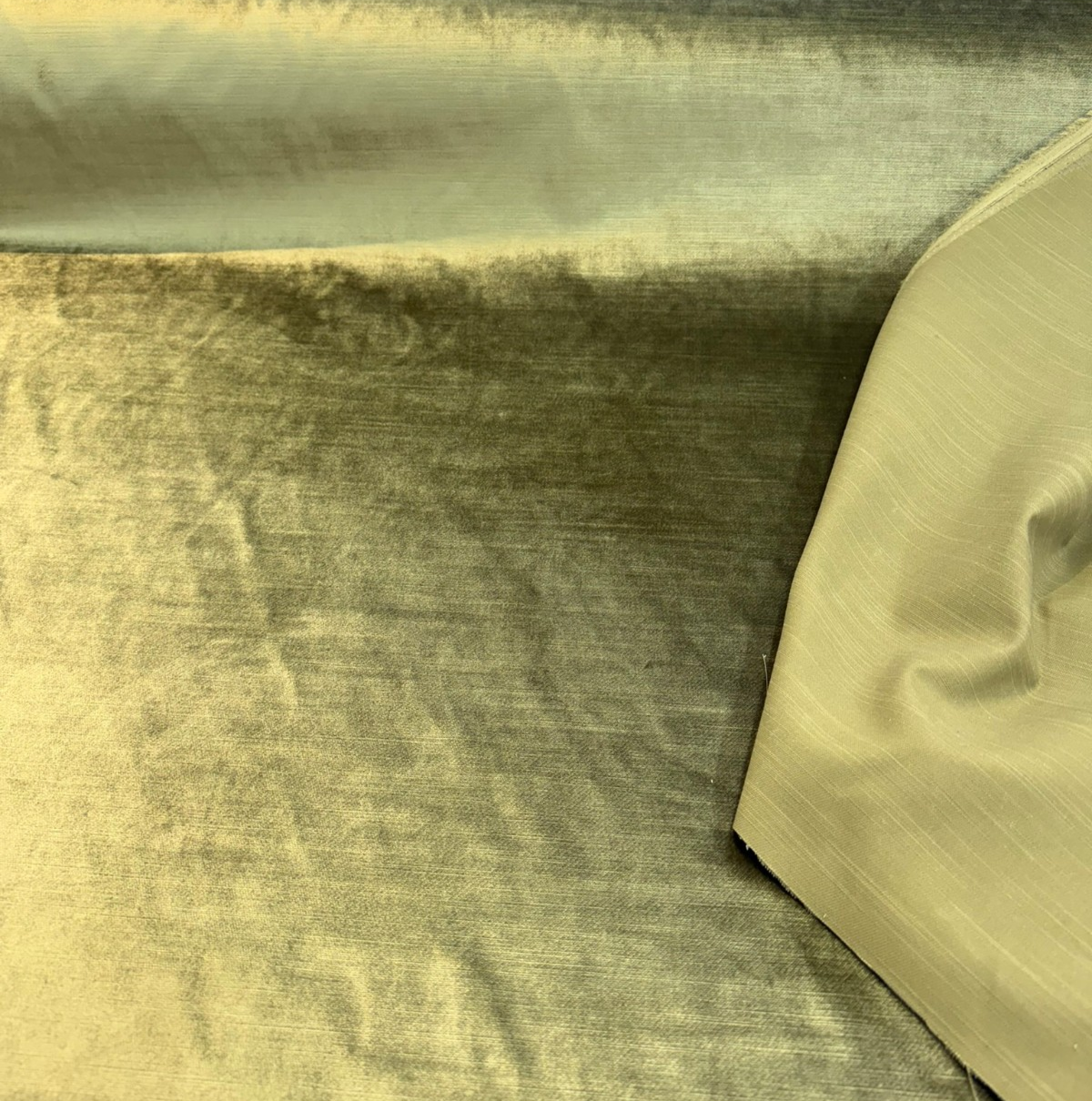 Luxury Velvet 100 Percent Polyester Fabric - Olive Green, Heavy Upholstery, 54" Width (1 Yard)