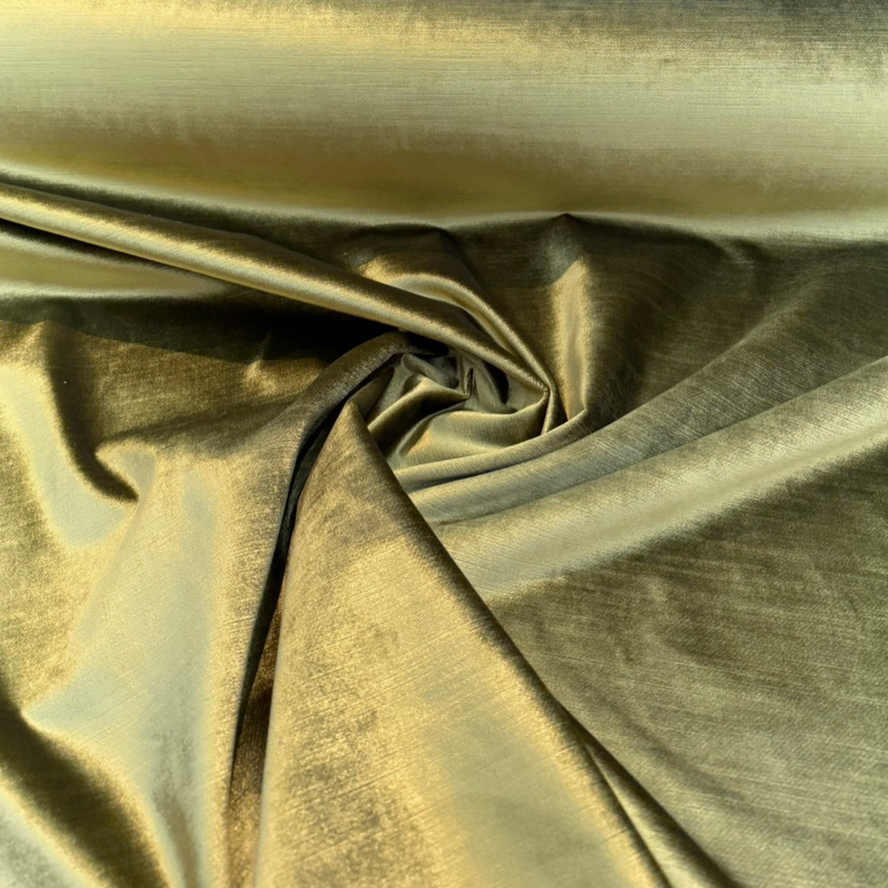 Luxury Velvet 100 Percent Polyester Fabric - Olive Green, Heavy Upholstery, 54" Width (1 Yard)