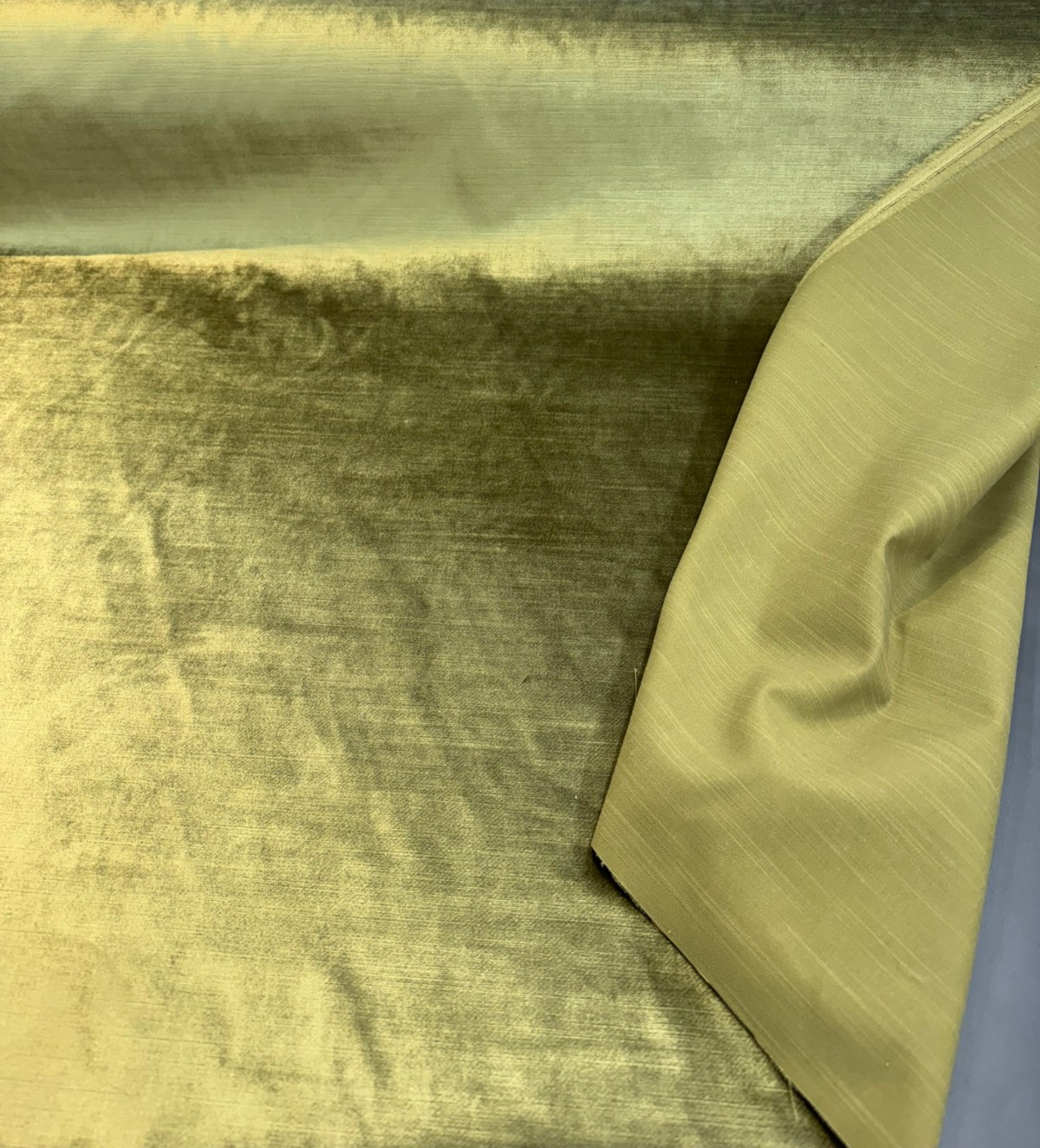 Luxury Velvet 100 Percent Polyester Fabric - Olive Green, Heavy Upholstery, 54" Width (1 Yard)