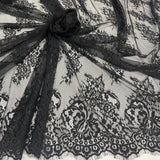 Embroidered Lace Fabric with Eyelash Scallop
