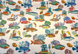 Capri Reef Fish Cotton Fabric - Coastal Digital Print, Coral Ocean Blue Turquoise Golden Yellow Sunset Orange, 23" Horizontal Repeat, 27" Vertical Repeat (By The Yard)