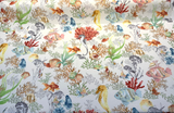 Seaworld Coral Reef Multi Cotton Fabric - Off-White, Fish And Seahorse Coral Reef Print, 23" Horizontal Repeat (1 Yard)