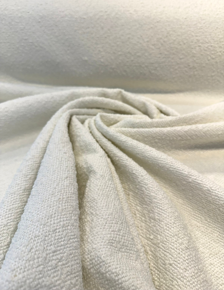 Bloke Boucle Upholstery Fabric - Snow White, 54" Width, Railroaded (1 Yard)