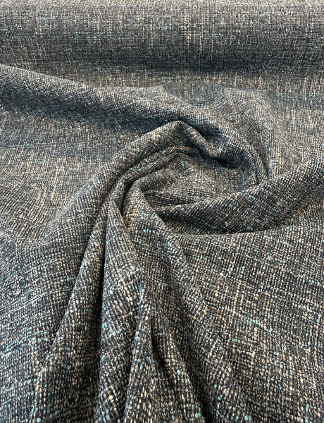 PK Pike Place Texture 100 Percent Polyester Fabric - Deep Sea Blue Teal Tweed, 56" Width (1 Yard)