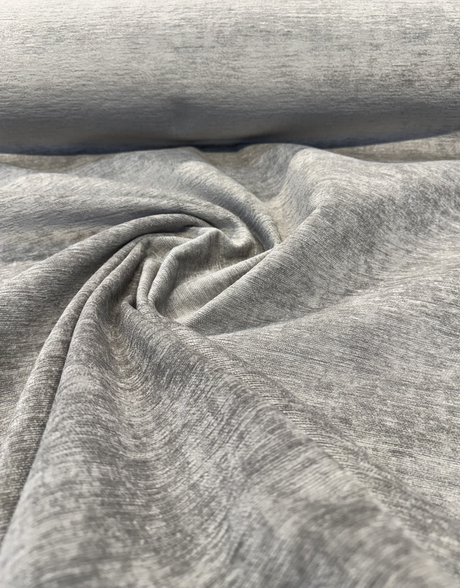 Empire Feather Gray Lush Chenille Upholstery Fabric - Feather Gray, 55" Width (1 Yard)