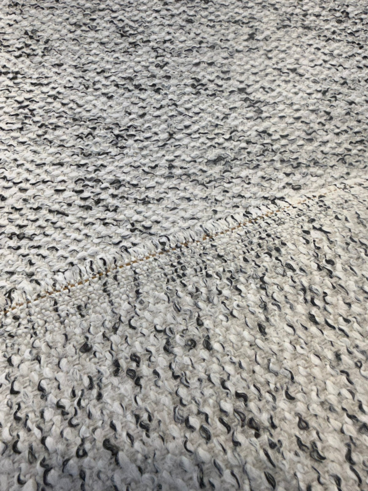 Dreamy Smoke Revolution Polypropylene Fabric - Black White Bouclé Texture, 54" Width (1 Yard)