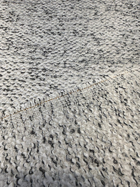 Dreamy Smoke Revolution Polypropylene Fabric - Black White Bouclé Texture, 54" Width (1 Yard)