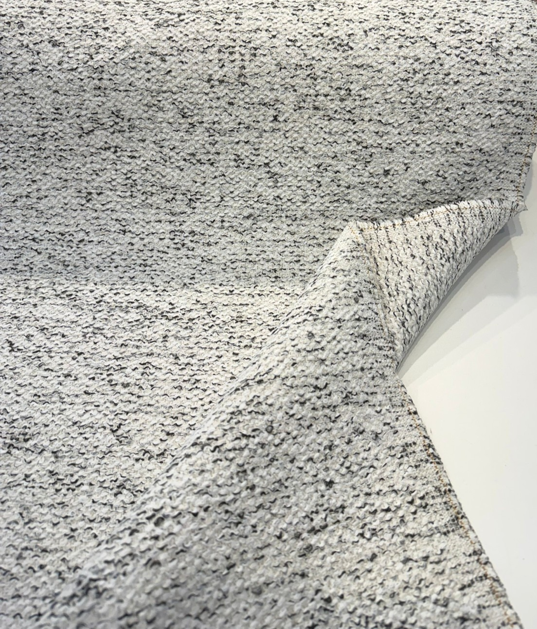 Dreamy Smoke Revolution Polypropylene Fabric - Black White Bouclé Texture, 54" Width (1 Yard)