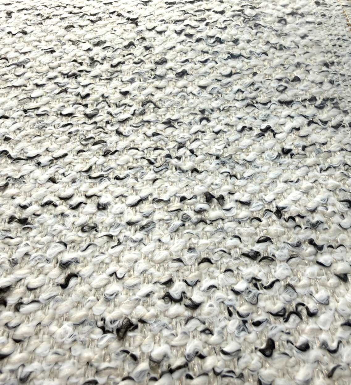 Dreamy Smoke Revolution Polypropylene Fabric - Black White Bouclé Texture, 54" Width (1 Yard)