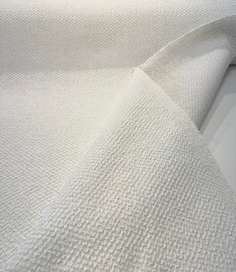 Dreamy Ivory White Revolution Boucle Upholstery Fabric - Ivory White Boucle Texture, 54" Width (1 Yard)