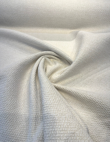 Dreamy Ivory White Revolution Boucle Upholstery Fabric - Ivory White Boucle Texture, 54" Width (1 Yard)