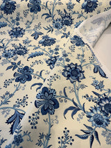 Island Gem P Kaufmann Fabric - Blue Porcelain Floral Vine, 54" Width (1 Yard)