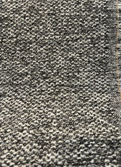 Dreamy Volcanic Black Gray Revolution Boucle Upholstery Fabric - Volcanic Black Gray Beige, Bouclé Texture, 54" Width (1 Yard)