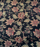 Naomi Chenille Fabric - Black Burgundy Gold Floral, 56" Width (By The Yard)