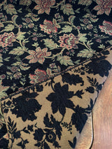 Naomi Chenille Fabric - Black Burgundy Gold Floral, 56" Width (By The Yard)