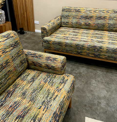 Karoo Belgian Multicolor Chenille Upholstery Fabric - Multicolor Ikat Tribal Inspired Texture, 56" Width (1 Yard)