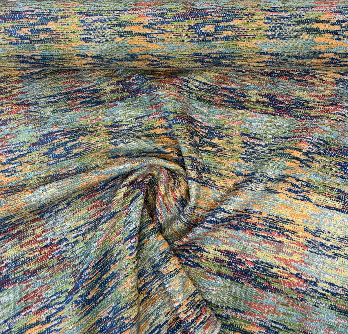 Karoo Belgian Multicolor Chenille Upholstery Fabric - Multicolor Ikat Tribal Inspired Texture, 56" Width (1 Yard)